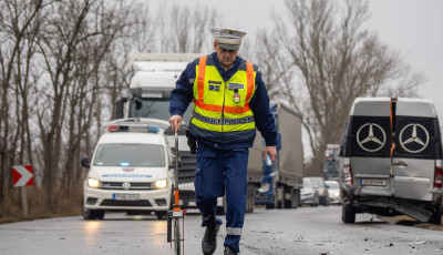 Szarvascsorda miatt &uuml;tk&ouml;z&ouml;tt n&eacute;gy aut&oacute; az 53-as &uacute;ton