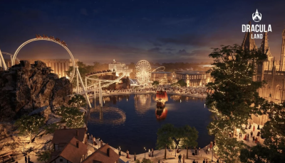 Hatalmas Drakula t&eacute;m&aacute;j&uacute; kalandpark ny&iacute;lik Rom&aacute;ni&aacute;ban