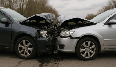 K&eacute;t g&eacute;pj&aacute;rmű &uuml;tk&ouml;z&ouml;tt front&aacute;lisan Ball&oacute;sz&ouml;g&ouml;n